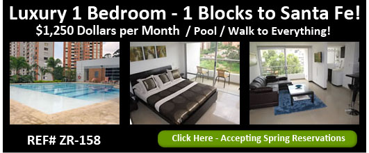 medellin furnished apartment rental near oviedo and santa fe mall. walk to parque lleras